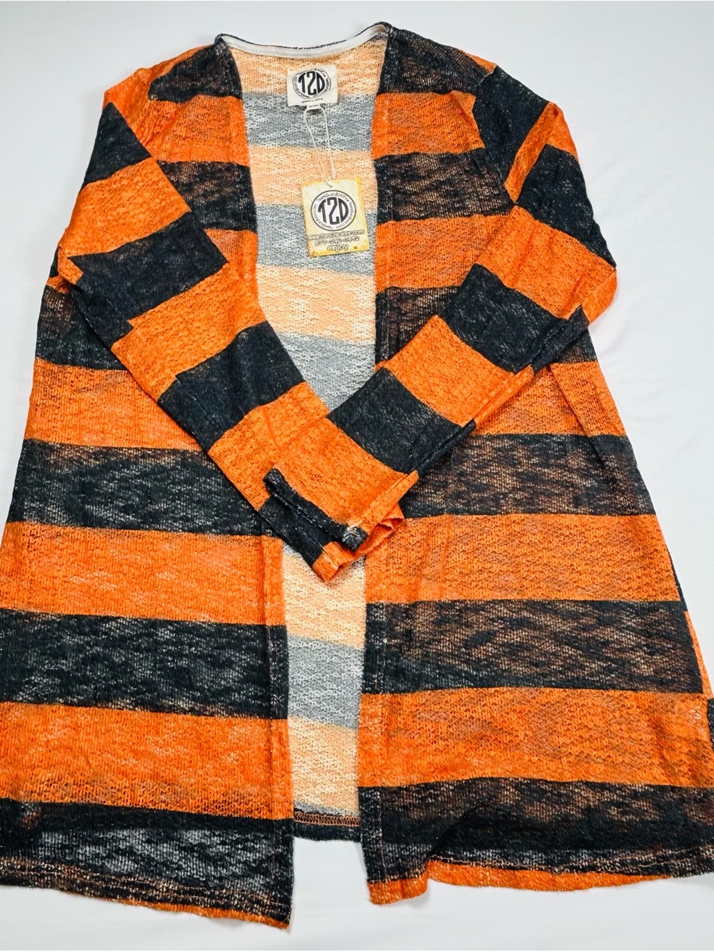 Striped Open Cardigan in Orange and Black
